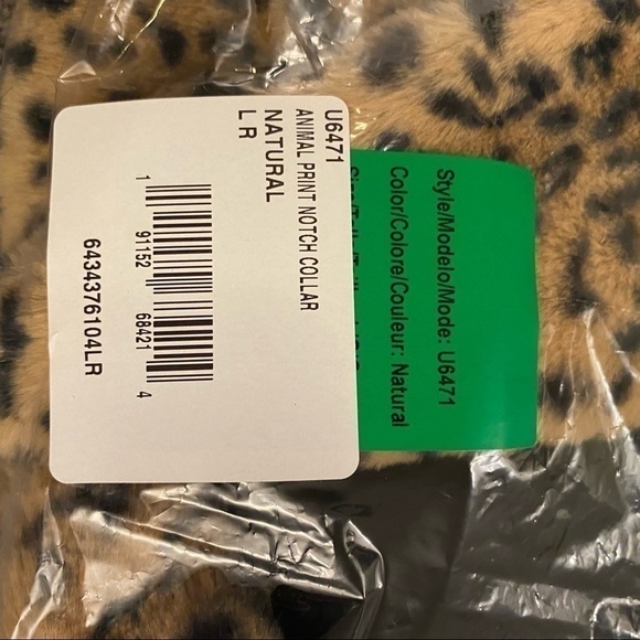Kendall & Kylie Faux Fur Animal Print Jacket in Natural Large Regular - Picture 6 of 6